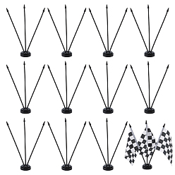 Black Plastic Flag Display Basement, Flat Round, Black, 6.3x2.4cm