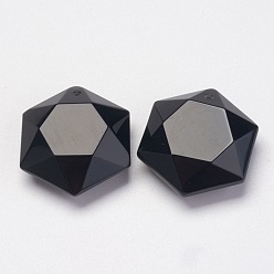 Обсидиан Природные подвески обсидиана, шестиугольник, 28~29x25x9~10 мм, отверстие : 1.5 мм