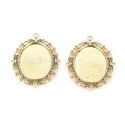 Античное Золото Сеттинги для кулона (кабошон), овальные, тибетский стиль, без кадмия, без никеля и без свинца, античное золото , лоток : 40x30 мм, 61x48x3 мм, отверстие : 3 мм