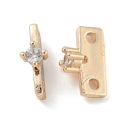 Light Gold Латунные прозрачные распорные планки из кубического циркония, долговечный, прямоугольные, золотой свет, 6x11x1~4 мм, отверстие : 1.6 мм