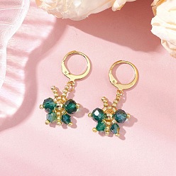 Темно-Коричневый  Бабочка 304 серьги из нержавеющей стали с застежкой-молнией для женщин, с подвесками из плетеного стекла в виде бабочек, золотые, темнокоричневый цвет, 33x16.5 мм