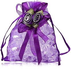 Фиолетовый 10 шт. подарочные мешочки из органзы с завязкой и розой, мешочки для украшений, свадебная вечеринка рождественские подарочные пакеты, прямоугольные, фиолетовые, 18x13 см
