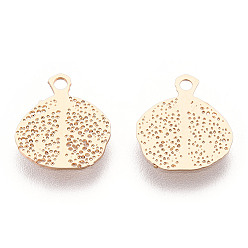 Light Gold Стеллаж покрытие латунь филигрань подвески, гравированные металлические украшения, долговечный, лист прелести, без кадмия, без никеля и без свинца, золотой свет, 9x8x0.4 мм, отверстие : 1 мм