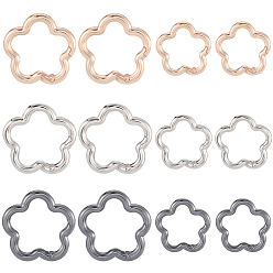 (52) Непрозрачная лаванда 18шт 6 цвета сплава пружинные затворные кольца, цветок, разноцветные, 27~34x28~35x4.5 мм, 3 шт / стиль