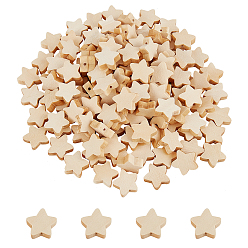 BurlyWood Unfinished Wood Beads, for DIY Decoration Accessories, Star, BurlyWood, 20x5mm, Hole: 1.8mm, 150pcs/box