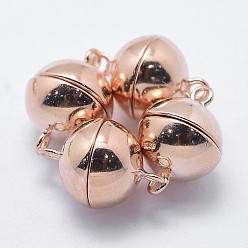 Розовое Золото 925 магнитные застежки из стерлингового серебра, с печатью 925, круглые, розовое золото , 12x8 мм, отверстие : 1 мм