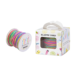 Colorful Elastic Cord, with Nylon Outside and Rubber Inside, Round, Colorful, 1mm, 109.36yards/roll(100m/roll)