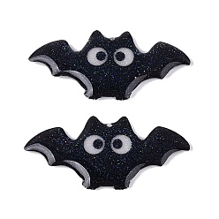 Bat Кулоны из эпоксидной смолы на Хэллоуин, с золотой фольгой и блестками, кулон в виде летучей мыши с большими глазами, 19x40x3~4 мм, отверстие : 1.2 мм