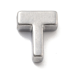 Letter T 304 прелести нержавеющей стали, буквенное очарование, Письмо T, 9.5x7.5x3 мм, отверстие : 1.6 мм