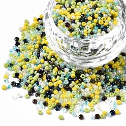 Farbig Runde Glasperlen, Rundloch, gemischten Stil, Farbig, 2~2.5x1.5~2 mm, Bohrung: 0.8 mm, ungefähr 450 g / Pfund