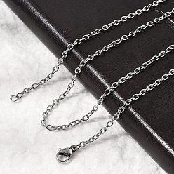 Нержавеющая Сталь Цвет Устойчивые к потускнению 304 ожерелья из нержавеющей стали с цепочкой, с карабин-лобстерами , цвет нержавеющей стали, 23.5 дюйм (59.7 см), 3x2.3 мм