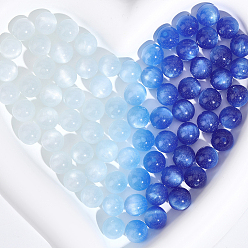 Bleu Ciel Clair Billes de résine transparente réactives aux UV, perles changeant de couleur, imitation d'oeil de chat, lumière bleu ciel, 10mm, Trou: 1.6mm, 100 pcs