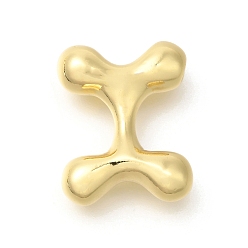 Letter I Стойки обшивки латунные бусины, письмо-шар, для изготовления именных ожерелий, долговечный, без свинца и без кадмия, реальный 18 k позолоченный, Буква "i", 23x18x7.5 мм, отверстие : 2 мм