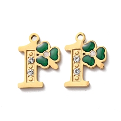 Number 304 подвески из нержавеющей стали с эмалью и стразами, число 0~9 прелести, ионное покрытие (ip), долговечный, реальный 18 k позолоченный, 1, 13x10x2 мм, отверстие : 1.2 мм