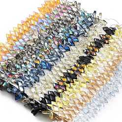 Mixed Color Electroplate Rhombus Glass Beads Strands, Faceted, Mixed Color, 13x8x4mm, Hole: 1.2mm, about 99~100pcs/strand, 15.35''(39cm)