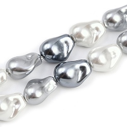 (52) Непрозрачная лаванда Гальванические стеклянные бусины, имитации жемчуга, самородки, разноцветные, 20~22x15~16 мм, отверстие : 1.2 мм, около 24 шт / нитка, 15.55~15.94'' (39.5~40.5 см)