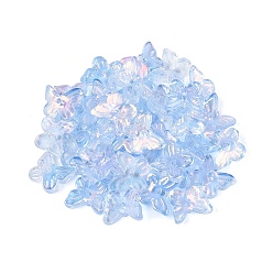 Bleu Bleuet Galvanoplastie perles de verre transparentes, papillon, de couleur plaquée ab , demi-plaqué, bleuet, 9.5x11x3.5~4mm, Trou: 1.2~1.4mm, environ2220 pcs / 1000 g