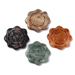 Смешанные камни Натуральный смешанный цветок из драгоценных камней с украшениями в стиле инь-ян, фигурка для украшения дома, фен-шуй энергетический камень подарок для домашнего офиса украшение рабочего стола, 45~48x6~6.5 мм