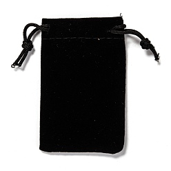 Black Rectangle Velvet Pouches, Gift Bags, Black, 7x5cm