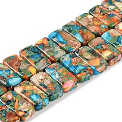 Темно-Голубой Натуральные имперские нитки из бисера яшмы, окрашенные, прямоугольные, глубокое синее небо, 20.5x10.5x6 мм, отверстие : 1.1 мм, около 20 шт / нитка, 8.07 дюйм (20.5 см)