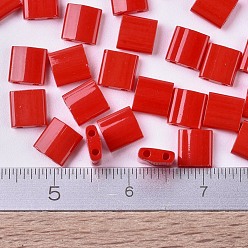 (TL408) Opaque Red MIYUKI TILA Beads, Japanese Seed Beads, 2-Hole, (TL408) Opaque Red, 5x5x1.9mm, Hole: 0.8mm, about 590pcs/50g