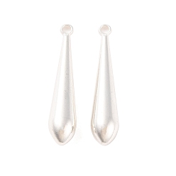 Посеребрённый Латунные подвески, без свинца и без кадмия, слеза, 925 серебро покрытием, 23x5x5 мм, отверстие : 1.4 мм