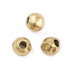 Золотой Текстурированные 316 хирургические бусины из нержавеющей стали, круглые, ионное покрытие (ip), золотые, 3 мм, отверстие : 1 мм
