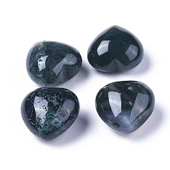 Мосс Агат Натуральный моховой агат сердце любовь камень, карманный пальмовый камень для балансировки рейки, 20x20x13~13.5 мм