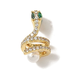 Настоящее золото 18K Застежки-бабочки из латуни с микропаве из кубического циркония, с ABS имитации жемчуга, стойки покрытие, долговечный, без кадмия и без свинца, реальный 18 k позолоченный, 18x11x11 мм, отверстие : 3x2 мм