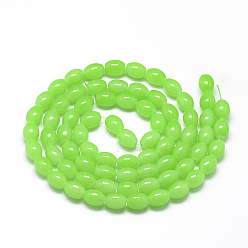 Lime Green Baking Painted Glass Beads Strands, Oval, Imitation Jade, Lime Green, 8~8.5x6~6.5mm, Hole: 1.5mm, about 96pcs/strand, 32.2 inch
