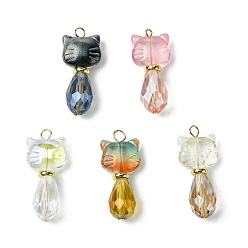 (52) Непрозрачная лаванда 5 шт. Подвески из гальванического стекла, кошка, с 304 штифтами с плоской головкой из нержавеющей стали, разноцветные, 31~33x14x10 мм, отверстие : 2x1.5~3x3.5 мм, 5 шт / комплект