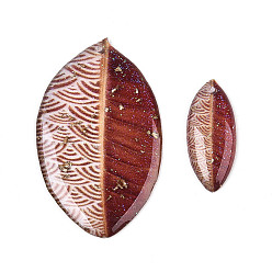 Сиена 2 шт. подвески из прозрачной эпоксидной смолы в виде листьев, с золотой фольгой и блестками, цвет охры, 37x22x2 мм, отверстие : 1.2 мм