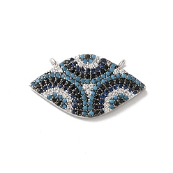 Платина Подвеска для конского глаза с покрытием из латуни, микро-паве, подвески из кубического циркония, без свинца и без кадмия, долговечный, платина, 14.5x25x2.5 мм, отверстие : 1.2 мм