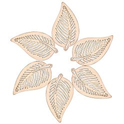 Wheat Undyed Wood Big Pendants, Leaf, Wheat, 70x39x3mm, Hole: 1.8mm