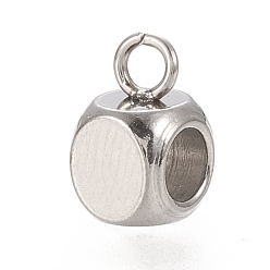 Нержавеющая Сталь Цвет Устойчивы к потускнению 304 дужки из нержавеющей стали, петля под залог, кубик бусины залог, цвет нержавеющей стали, 7.5x5x5 мм, отверстие : 1.6 мм