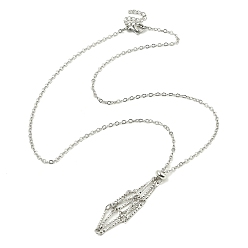 Нержавеющая Сталь Цвет Устойчивый к потускнению 304 нержавеющая сталь кабель цепь макраме мешочек пустой держатель камня для изготовления подвесок ожерелий, с застежкой в виде клешни лобстера и удлинителем цепи, цвет нержавеющей стали, 19-3/8 дюйм (49.1 см), чехол: 51 мм