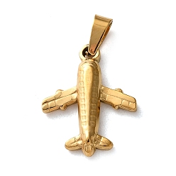 Золотой 201 подвески из нержавеющей стали, прелести самолета, вакуумное покрытие pvd, золотые, 19x15x3 мм, отверстие : 5x2.5 мм