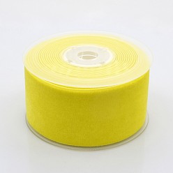Желтый Полиэстер бархат лента для упаковки подарка и украшения празднества, желтые, 2 дюйм (50 мм), о 20yards / рулон (18.29 м / рулон)