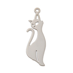 Платина Стойки обшивки латунные подвески, долговечный, без кадмия, без никеля и без свинца, кошка, платина, 27x8x0.3 мм, отверстие : 1.3 мм