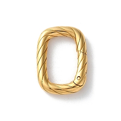 Золотой 316 пружинные кольца из нержавеющей стали, текстурированный прямоугольник, золотые, 21x15x3 мм
