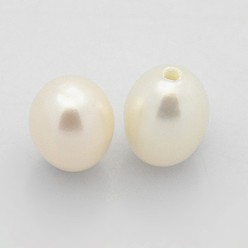 Mixed Color Natural Cultured Freshwater Pearl Beads, Half Drilled, Rice, Grade AAA, Mixed Color, 8x6~6.5mm, Hole: 1mm