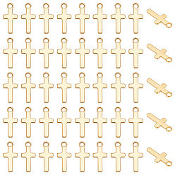 Настоящее золото 18K 50 шт. Латунные подвески, крестик, долговечный, без никеля , реальный 18 k позолоченный, 11x5x1 мм, отверстие : 1.2 мм