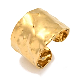 Настоящее золото 18K Ионное покрытие (ip) 304 кованое открытое манжетное кольцо из нержавеющей стали, широкое кольцо для женщин, реальный 18 k позолоченный, регулируемый