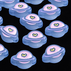 Васильковый Прозрачные акриловые бусины, с эмалью, матовые, планета, васильковый, 19x26x9 мм, отверстие : 3 мм