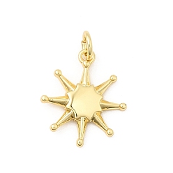 Солнце Латунные подвески, долговечный, без свинца и без кадмия, стойки покрытие, с целью перехода в кольце, солнце, 16.5x14.5x2 мм, отверстие : 3 мм