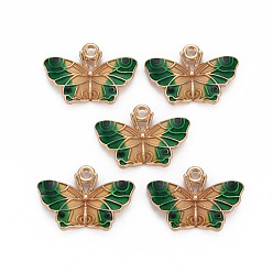 Морско-зеленый Подвески из эмали и сплава, золотой свет, без кадмия, без никеля и без свинца, бабочка, цвета морской волны, 15x22x3 мм, отверстие : 1.6 мм