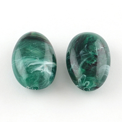 чирок Овальной имитация драгоценных камней акриловые бусины, зелено-синие, 41x26x15 мм, Отверстие : 3 мм , около 46 шт / 500 г
