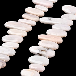 Pink Opal Natural Pink Opal Beads Strands, Top Drilled, Oval Charms, 15.5~52x7~17x5~7mm, Hole: 0.9mm, about 29~32pcs/strand, 15.35''~16.14''(39~41cm)