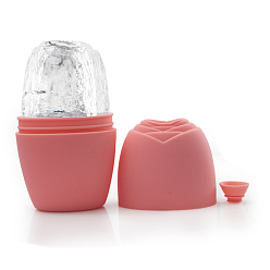 Лосось Силиконовый многоразовый валик для льда, держатель льда для массажа лица, для сужения пор, уменьшения морщин, косметических принадлежностей, salmon, 5x7.1x11.7 см