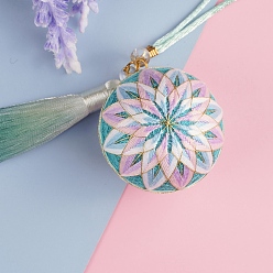 Kadettenblau DIY Sticken Temari Ball Kits, inklusive Eisennadeln, Maßband, Baumwollfäden, Metallkord, Polyesterfäden, Quasten, Augenbolzen aus Eisen, Messing Asvielfältigese Zubehör, Gemischte Farbe, 0.05 cm, 5 Farben, 1 Bündel / Farbe, 5 Bündel